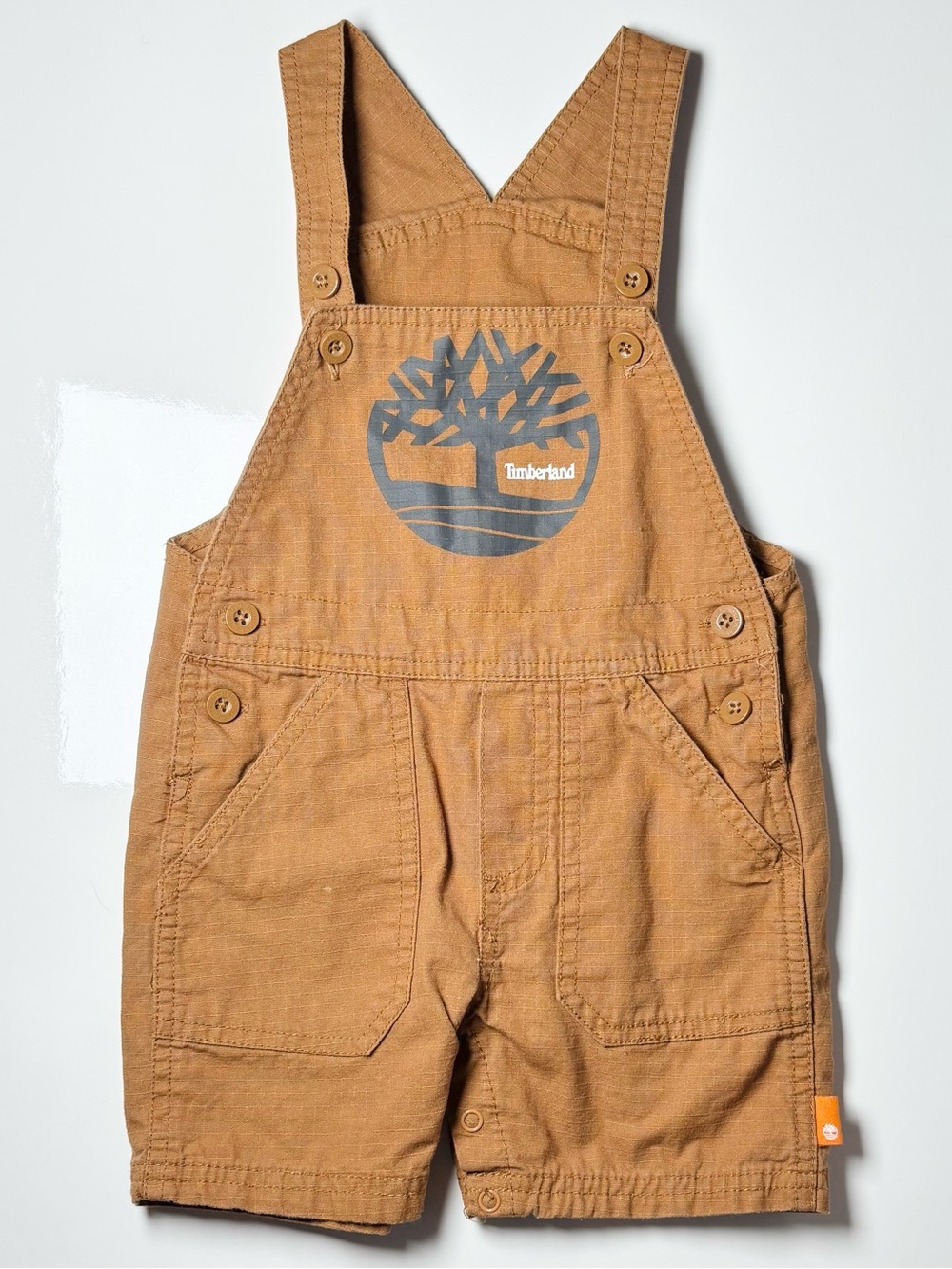 Timberland Kids Wheat Tan Ripstop Canvas Utility Shortalls 24M Summer Unisex